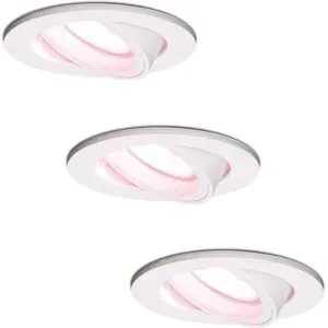 HOFTRONIC SMART 3er Set Dublin Smart Einbaustrahler - Wifi + Bluetooth - RGBWW - GU10 - Schwenkbar - Google Home, Amazon Alexa und Siri - IP20 für Innenräume - Weiß - Deckenspots
