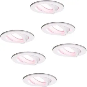 HOFTRONIC SMART 6er Set Dublin Smart Einbaustrahler - Wifi + Bluetooth - RGBWW - GU10 - Schwenkbar - Google Home, Amazon Alexa und Siri - IP20 für Innenräume - Weiß - Deckenspots
