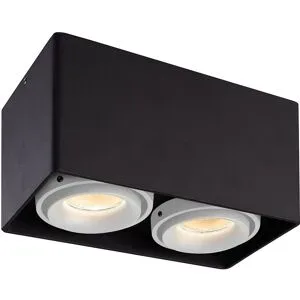 HOFTRONIC Dimmbares LED-Downlight Decke Esto - 2 Leuchten - Schwarz mit weißen Abdeckringen - IP20 - schwenkbar - exkl. GU10-Leuchtmittel - für trockene Räume