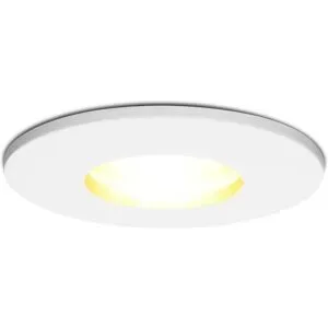 HOFTRONIC Barcelona - LED Einbaustrahler - IP44 wasserdicht - 4 Watt 345 lumen - 2700K warmweiß - GU10 - Dimmbar - Rund - Für Bad, Innen- und Außenbereich - Weiß