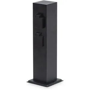 HOFTRONIC Delta M Außensteckdose mit Säule 39cm - 4 Steckdosen - IP44 wasserdicht - Gartensteckdose - Steckdose - Schwarz