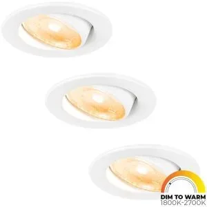 HOFTRONIC 3er Set Malta LED Einbaustrahler - 5W 360lm - Dimm to warm - Rund - Schwenkbar - IP44 wasserdicht - Weiß - inkl. Quick Connector Box