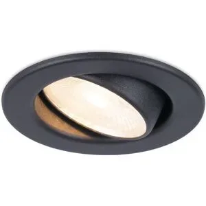 HOFTRONIC Malta LED Einbaustrahler - 5W 400lm - 2700K warmweiß - Dimmbar - Rund - Schwenkbar - IP44 wasserdicht - Schwarz - Inkl. Quick Connector Box