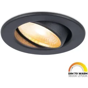 HOFTRONIC Malta LED Einbaustrahler - 5W 360lm - Dimm To Warm - Rund - Schwenkbar - IP44 wasserdicht - Weiß - Inkl. Quick Connector Box - Schwarz