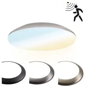 HOFTRONIC LED Bulkhead - Bewegungsmelder - Ø25 cm - 12 Watt - 1300 Lumen - 3 Lichtfarben - CCT Schalter - IP65 Wasserdicht - IK10 - Chrom - Deckenleuchte