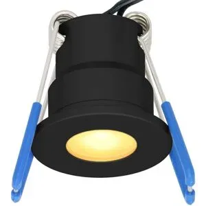 HOFTRONIC Milano mini LED Einbaustrahler - 12 Volt 3 Watt 200 lumen - 2700K warmweiß - Dimmbar - Flach 34mm - IP65 wasserdicht - Schwarz - Terrassendach Einbaustrahler