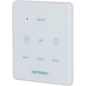 HOFTRONIC LED Wanddimmer Touchscreen - Kabellos - Touchpanel - Geeignet für 12V Einbaustrahler - 3 Kanäle - Batteriebetrieben - Weiß