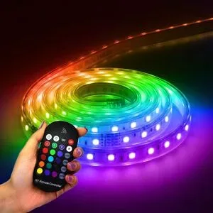 HOFTRONIC Glow60 RGB LED Streifen 2 Meter - IP65 wasserdicht - Dimmbar - Außen & Innen - 60 LEDs/m - 14 W 616 lm - SMD 5050 - IP65 wasserdicht - Kurzbar pro Meter