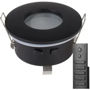 HOFTRONIC 12x LED Einbaustrahler Porto - Schwarz - 4 Watt 345 lumen - 2700K warmweiß - IP44 wasserdicht - GU10 - Dimmbar - mit Dimmer und Fernbedienung - Für das Badezimmer