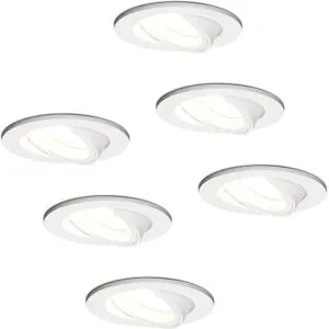 HOFTRONIC 6er Set Dublin LED Einbaustrahler - 4 Watt 345 Lumen - 6500K tageslichtweiß - GU10 - Dimmbar - Rund - Schwenkbar - IP20 für Innenbereich - Weiß