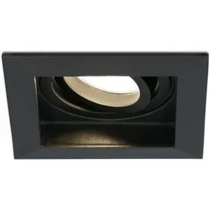 HOFTRONIC Fresno LED Einbaustrahler Eckig - GU10 - 4W 345lm - 2700K warmweiß - Dimmbar - Schwenkbar - Versenkt - IP20 Innen - Schwarz - Blendfrei