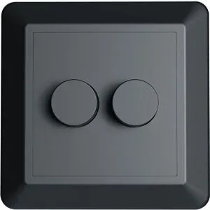 HOFTRONIC Abdeckmaterial mit Doppeldimmertaste - Geeignet für LED-Dimmer - Inkl. Zentralplatte und Rahmen - Druck-/Drehschalter - Mattschwarz