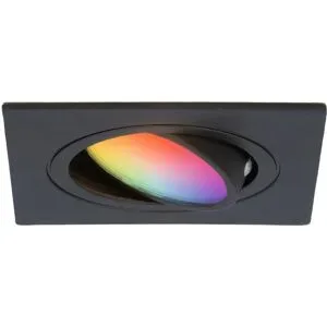 HOFTRONIC SMART Mallorca - LED Einbaustrahler - Schwenkbar - 5,5 Watt 345 Lumen - Wifi + Bluetooth - RGBWW - GU10 - Google Home, Amazon Alexa und Siri - Viereckig - IP20 für Innenbereich - Schwarz