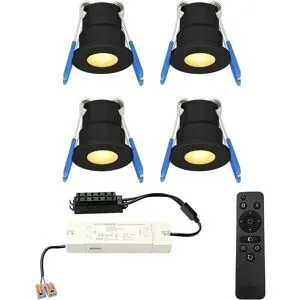 HOFTRONIC 4er Set 12V 3W - Mini LED Einbaustrahler - Schwarz - Dimmbar - Versenkt - terrassendach - IP65 für den Außenbereich - 2700K - Warmweiß