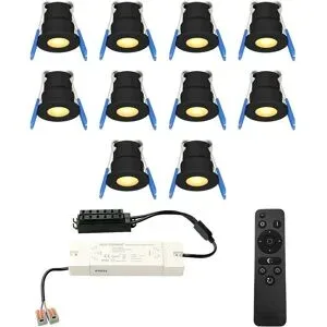 HOFTRONIC 10er Set 12V 3W - Mini LED Einbaustrahler - Schwarz - Dimmbar - Versenkt- terrassendach - IP65 für den Außenbereich - 2700K - Warmweiß