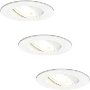 HOFTRONIC 3er Set Pittsburg LED Einbaustrahler - GU10 4 Watt 345 Lumen - 4000K neutralweiß - Dimmbar - Rund - Schwenkbar - IP20 Innen - Weiß