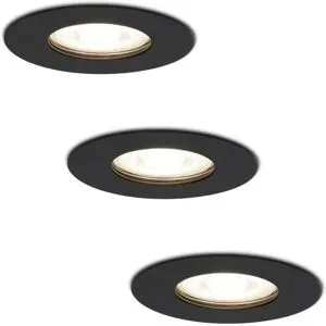 HOFTRONIC 3er Set Bari LED Einbaustrahler - 4W 345lm - 4000K neutralweiß - GU10 - Dimmbar - Rund - IP64 Wasserdicht - Schwarz - Für Bad, Innen und Außen