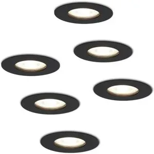 HOFTRONIC 6er Set Bari LED Einbaustrahler - 4W 345lm - 4000K neutralweiß - GU10 - Dimmbar - Rund - IP64 Wasserdicht - Schwarz - Für Bad, Innen und Außen