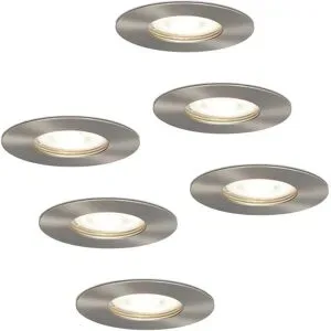 HOFTRONIC 6er Set Bari LED Einbaustrahler - 4W 345lm - 4000K neutralweiß - GU10 - Dimmbar - Rund - IP64 Wasserdicht - Edelstahl - Für Bad, Innen und Außen