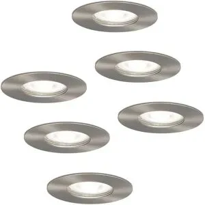 HOFTRONIC 6er Set Bari LED Einbaustrahler - 4W 345lm - 6500K tageslichtweiß - GU10 - Dimmbar - Rund - IP64 Wasserdicht - Edelstahl - Für Bad, Innen und Außen