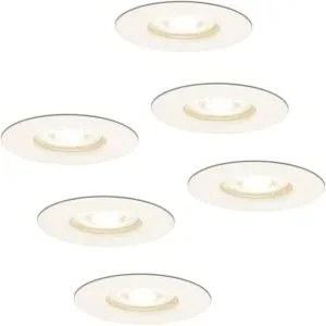 HOFTRONIC 6er Set Bari LED Einbaustrahler- 4W 345lm - 4000K neutralweiß - GU10 - Dimmbar - Rund - IP64 Wasserdicht - Weiß - Für Bad, Innen und Außen