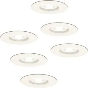 HOFTRONIC 6er Set Bari LED Einbaustrahler - 4W 345lm - 6500K tageslichtweiß - GU10 - Dimmbar - Rund - IP64 Wasserdicht - Weiß - Für den Innen-, Außen- und Bad
