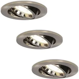 HOFTRONIC 3er Set Lublin LED Einbaustrahler - 4 Watt 345 Lumen - 4000K neutralweiß - GU10 - Dimmbar - Rund - Schwenkbar - IP20 für Innenbereich - Edelstahl