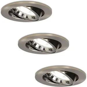 HOFTRONIC 3er Set Lublin LED Einbaustrahler - 4W 345 Lumen - 6500K tageslichtweiß - GU10 - dimmbar - rund - schwenkbar - IP20 staubdicht - edelstahl