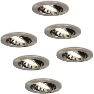 HOFTRONIC 6er Set Lublin LED Einbaustrahler - 4 Watt 345 Lumen - 4000K neutralweiß - GU10 - Dimmbar - Rund - Schwenkbar - IP20 für Innenbereich - Edelstahl
