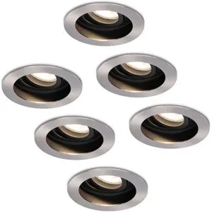 HOFTRONIC 6er Set Mesa LED Einbaustrahler - GU10 4 Watt 345 Lumen - 4000K neutralweiß - Dimmbar - Versenkt - Rund - Schwenkbar - IP20 für innen - Edelstahl