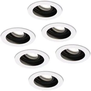 HOFTRONIC 6er Set Laredo LED Einbaustrahler - GU10 4 Watt 345 Lumen - 6500K tageslichtweiß - Dimmbar - Versenkt - Rund - Schwenkbar - IP20 für innen - Weiß