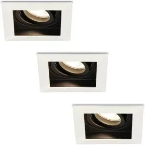 HOFTRONIC 3er Set Durham LED Einbaustrahler Eckig - 4W 345lm - 4000K neutralweiß - GU10 - Dimmbar Schwenkbar - IP20 für innen - Weiß