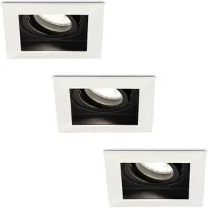 HOFTRONIC 3er Set Durham LED Einbaustrahler Eckig - 4W 345lm - 6500K tageslichtweiß - GU10 - Dimmbar Schwenkbar - IP20 für innen - Weiß