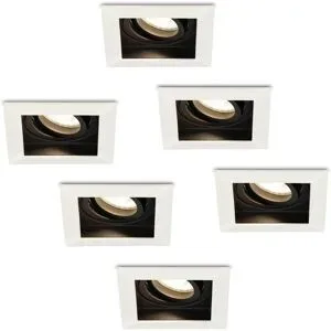 HOFTRONIC 6er Set Durham LED Einbaustrahler Eckig - 4W 345lm - 4000K neutralweiß - GU10 - Dimmbar Schwenkbar - IP20 für innen - Weiß