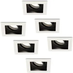 HOFTRONIC 6er Set Durham LED Einbaustrahler Eckig - 4W 345lm - 6500K tageslichtweiß - GU10 - Dimmbar Schwenkbar - IP20 für innen - Weiß