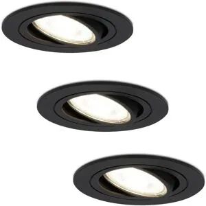 HOFTRONIC 3er Set Miro LED Einbaustrahler - GU10 4 Watt 345 Lumen - 4000K neutralweiß - Dimmbar - Rund - Schwenkbar - IP20 Innen - Schwarz