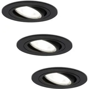 HOFTRONIC 3er Set Miro LED Einbaustrahler - GU10 4 Watt 345 Lumen - 6500K tageslichtweiß - Dimmbar - Rund - Schwenkbar - IP20 Innen - Schwarz