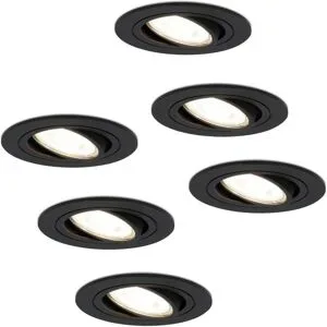 HOFTRONIC 6er Set Miro LED Einbaustrahler - GU10 4 Watt 345 Lumen - 4000K neutralweiß - Dimmbar - Rund - Schwenkbar - IP20 Innen - Schwarz