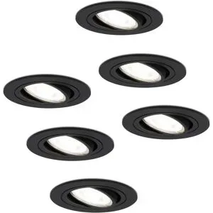 HOFTRONIC 6er Set Miro LED Einbaustrahler - GU10 4 Watt 345 Lumen - 6500K tageslichtweiß - Dimmbar - Rund - Schwenkbar - IP20 Innen - Schwarz