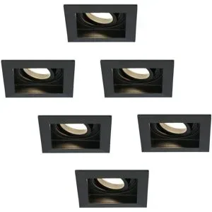 HOFTRONIC 6er Set Durham LED Einbaustrahler Eckig - 4W 345lm - 2700K warmweiß - GU10 - Dimmbar Schwenkbar - IP20 für innen - Schwarz