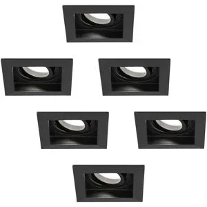 HOFTRONIC 6er Set Durham LED Einbaustrahler Eckig - 4W 345lm - 6500K tageslichtweiß - GU10 - Dimmbar Schwenkbar - IP20 für innen - Schwarz