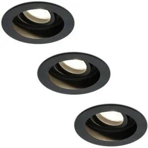HOFTRONIC 3er Set Laredo LED Einbaustrahler - GU10 4 Watt 345 lumen - 2700K warmweiß - Dimmbar - Versenkt - Rund - Schwenkbar - IP20 für innen - Schwarz