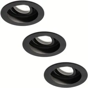 HOFTRONIC 3er Set Laredo LED Einbaustrahler - GU10 4 Watt 345 Lumen - 6500K tageslichtweiß - Dimmbar - Versenkt - Rund - Schwenkbar - IP20 für innen - Schwarz