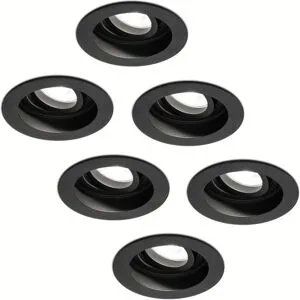 HOFTRONIC 6er Set Laredo LED Einbaustrahler - GU10 4 Watt 345 Lumen - 6500K tageslichtweiß - Dimmbar - Versenkt - Rund - Schwenkbar - IP20 für innen - Schwarz