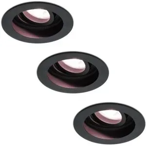 HOFTRONIC SMART 3er Set Laredo Smart Einbaustrahler - Wifi + Bluetooth - RGBWW - GU10 - Schwenkbar - Blendfrei - Google Home, Amazon Alexa und Siri - IP20 für Innenbereich - Schwarz