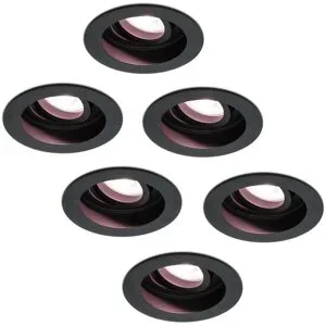 HOFTRONIC SMART 6er Set Laredo Smart Einbaustrahler - Wifi + Bluetooth - RGBWW - GU10 - Schwenkbar - Blendfrei - Google Home, Amazon Alexa und Siri - IP20 für Innenbereich - Schwarz