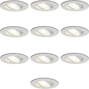 HOFTRONIC 10er Set Pittsburg LED Einbaustrahler - 4 Watt 345 lumen - GU10 - 2700K warmweiß - Dimmbar - Rund - Schwenkbar - Innenbereich - Weiß