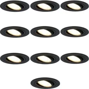 HOFTRONIC 10er Set Miro LED Einbaustrahler - GU10 4 Watt 345 Lumen - 2700K warmweiß - Dimmbar - Rund - Schwenkbar - IP20 Für den Innenbereich - Schwarz