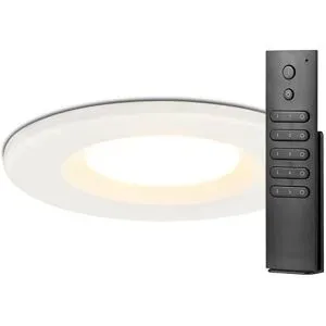 HOFTRONIC 14x Venezia LED Einbaustrahler - Weiß - Dimmbar - 6 Watt 650 Lumen - 2700K warmweiß - IP65 wasserdicht - Inklusive Fernbedienung - Terrassendächer - geringe Einbautiefe