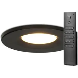 HOFTRONIC 20x Venezia LED Einbaustrahler - Schwarz - Dimmbar - 6 Watt 650 Lumen - 2700K warmweiß - IP65 wasserdicht - Inklusive Fernbedienung - Terrassendächer - geringe Einbautiefe